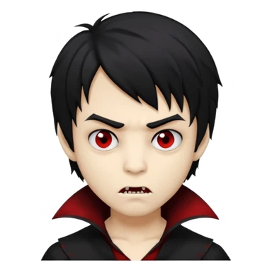 Boy, vampire, black hair, medium long, emo, shaggy, dark, spooky, creepy expression sticker