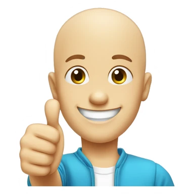 happy bald boy giving thumbs-up ayes blue sticker