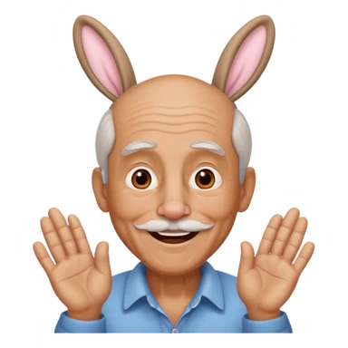 old man with bunny ears sticker