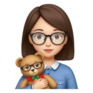 girl wearing glasses and teddy  sticker