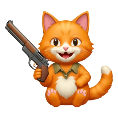 A cat with a gun laughing sticker