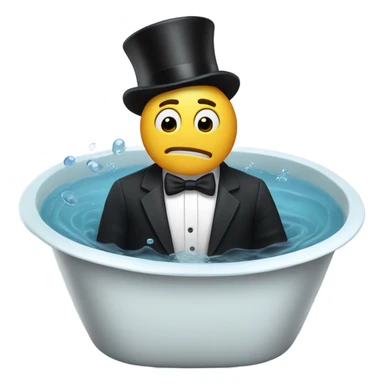 A man swearing while swimming in a bathtub with a tuxedo and top hat on sticker