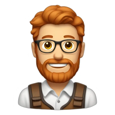 Red smooth haired man with beard and glasses making a saddle sticker