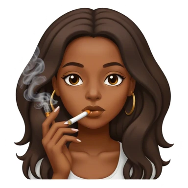 black girl with long hair smoking blunt sticker