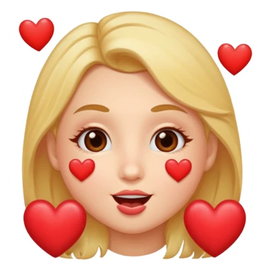 kiss face with lots of hearts sticker