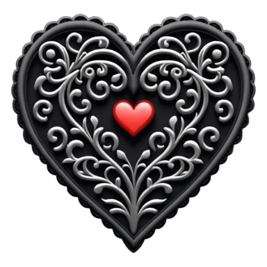 black lace heart  sticker