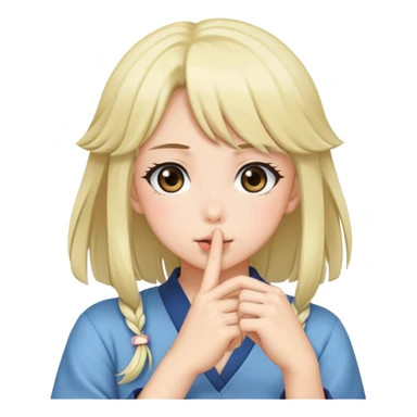 Anime girl holds her finger to her mouth, for silence sticker