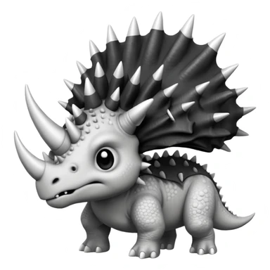 cute triceratops angry, black and white sticker