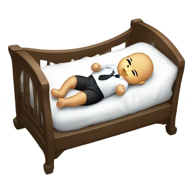 white newborn baby in a business suit lies in a cradle sticker