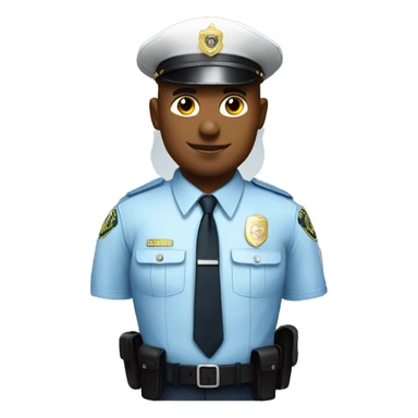 A White Police man bald with cap with Big ANGEL WINGS sticker