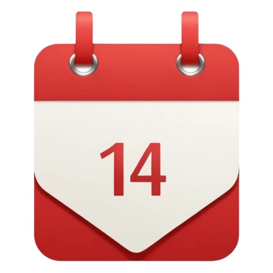 red and white calendar with the number "14" in a heart sticker