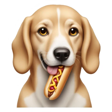 Dog eating a hotdog sticker