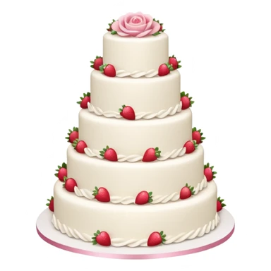 white wedding cake with strawberries and pink roses, no topper sticker