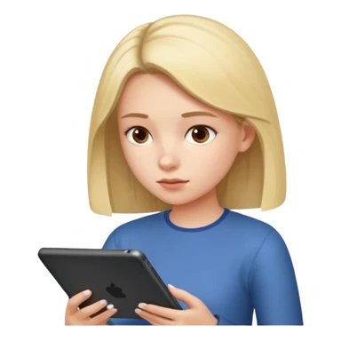 A girl typing in  a tablet sticker