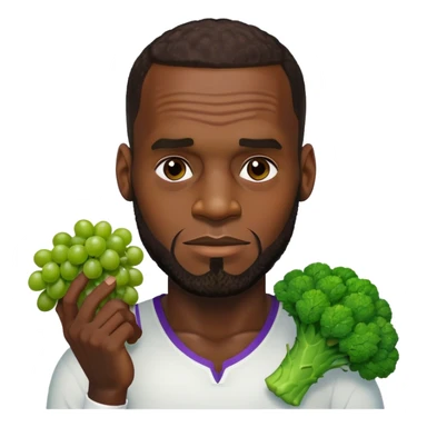 LeBron James offering a bunch of grapes and broccoli sticker