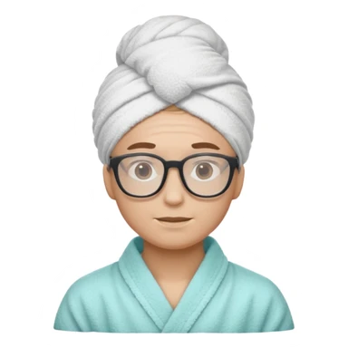 spa nerd: This emoji: 🤓 but with a spa towel on head sticker