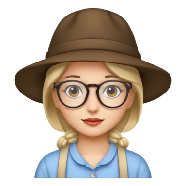 hatted girl with glasses sticker