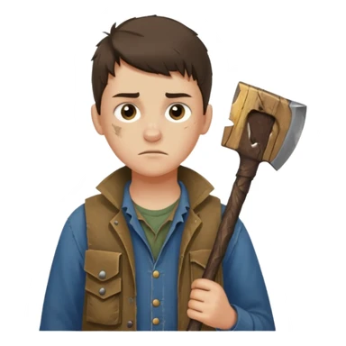 13 y/o Brian robeson at the beginning of Hatchet
determined, has hatchet, self-reliant, observant survivalist sticker