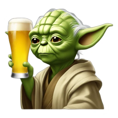 yoda boit une biere sticker