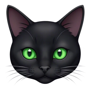 Realistic black cat with green eyes, white checks and black nose sticker