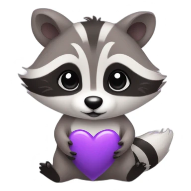Purple raccoon drawing hearts sticker