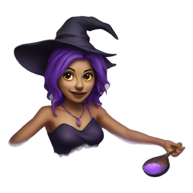 Witch cooking purple potion bathtub detailed realistic sticker