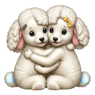 Poodles hugging eachother sticker