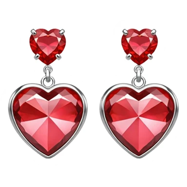 Rending heart shape gemstone silver earrings sticker