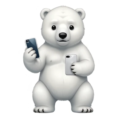 Serious Polar Bear standing body with iphone in hand  sticker