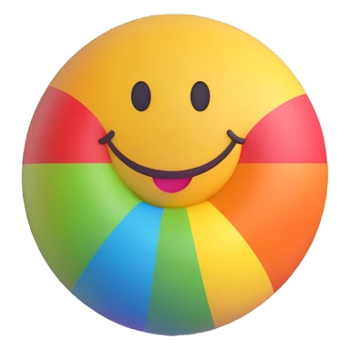3D smiley emoji, round shape, lucky rainbow, lucky face sticker