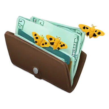 empty wallet open with moths flying out sticker