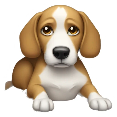 Sad dog with MacBook in a dog house sticker