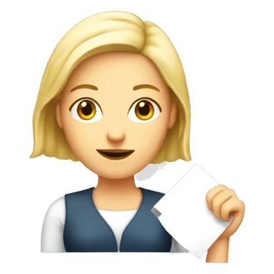 White woman holding sign with written 4 B sticker