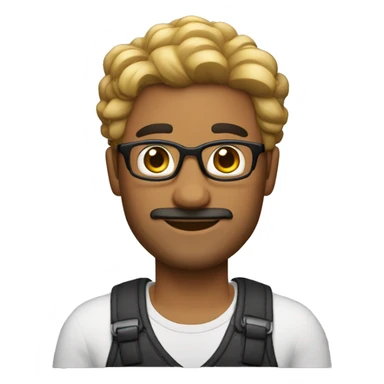 Hombre 30 años, cabello negro y algunas canas, con lentes, pelo corto, sin barba, sin bigote, con chompa sticker