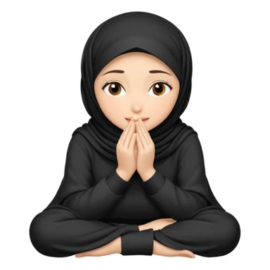 Hijabi girl sitting and hiding her face from her hands sticker
