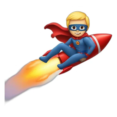 person dressed with a superhero cape is riding on a rocket sticker