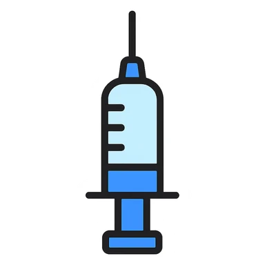 syringe, flat icon, minimal, blue and white sticker