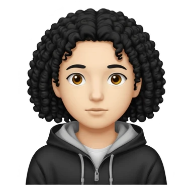Gut wearing a hoodie with black curly hair sticker