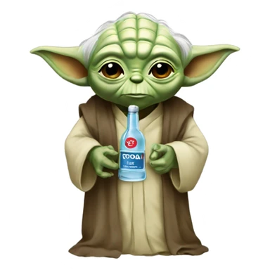 Yoda with a bottle of vodka sticker