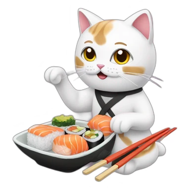 cat serving sushi sticker