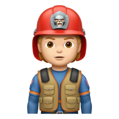 Chucky con casco y chaleco antibalas sticker