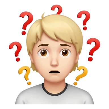 confused face with question marks around head, bewildered expression sticker