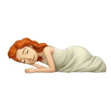 Redhead woman sleeping in bed sticker