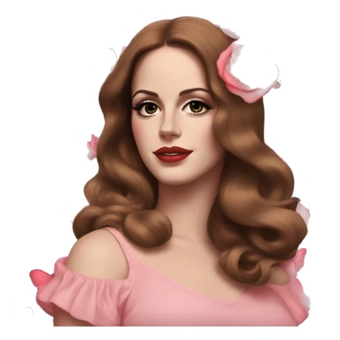 Lana del Rey with red roses and pink butterflies sticker