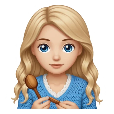 White Girl with long light brown slightly blonde ish hair and blue eyes who likes crocheting sticker
