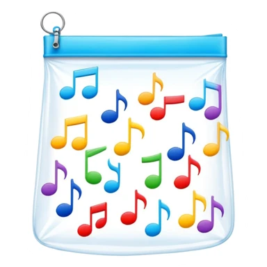 ziplock bag with several colorful music notes inside sticker