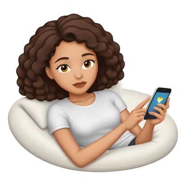 lightskin black lady laying down scrolling on phone sticker