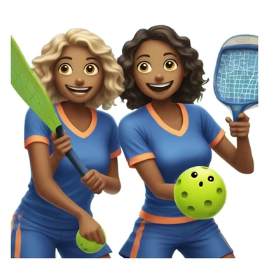 Four girls playing pickleball sticker