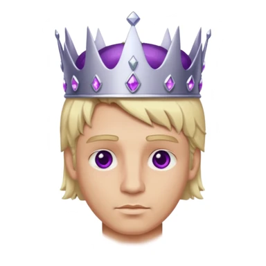 blonde king with brown eyes and silver crown with purple gems sticker