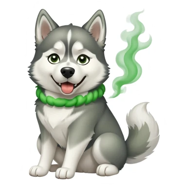 Husky dog farting green smoke sticker